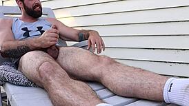 Stepsister gets fucked outside with big cumshot on ass