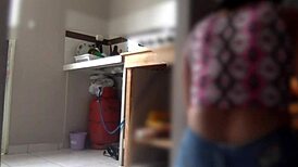 In the kitchen, she gets wild and craves standing sex.