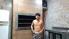 At my friend's party, this petite teen plays with cock in the kitchen