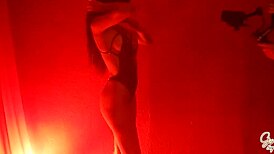 After photo shoot, photographer fucks latina models in his room.