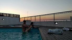 I cummed a lot in the pool at sunset - accounter adventure