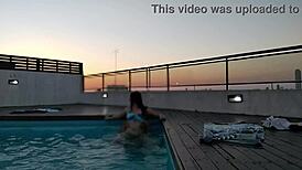 I cummed a lot in the pool at sunset - accounter adventure