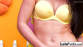 Sexy Lola feels intense pleasure masturbating nude in the green room