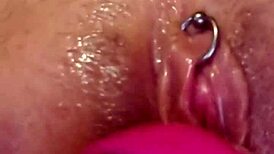 lovense wand makes her squirt wet while moaning loudly