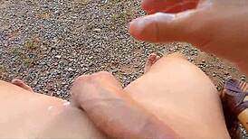 At my friend's party, this petite teen plays with cock in the kitchen