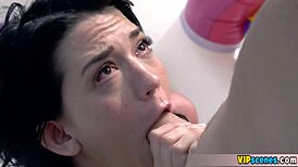 Petite Brunette Bent Over for Hard Fucking!