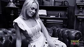 Blonde Milf Rides Cock In Bunny Costume, Cum On Tits.