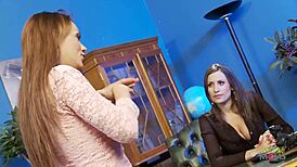 his long dong satisfies three eager girls on the sofa at once