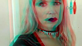 Catsuit Bettie engages in playful interaction with the cameraman in this free 3D version