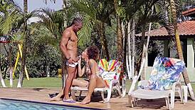 Giovana Bombom Sucks Monster Cock By The Pool!