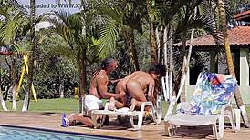 Giovana Bombom Sucks Monster Cock By The Pool!