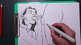 Amateur Painter Draws Erotic Picture Of Blowjob Girl