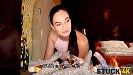 Stuck4k Cute Wife Sex by Fireplace Makes Man Happy