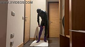 Wearing latex stockings in fetish play