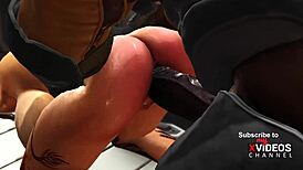 Sci-Fi Hardcore Sexy Cuffed Hottie Bent Over In Lab