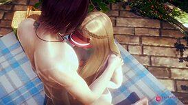 Hentai orgy with two girls and two boys.