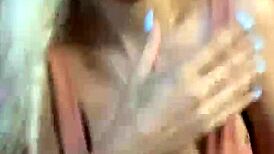 Blondie Fesser oils her huge boobs and body in live webcam streaming