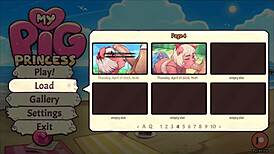 Watch the pig princess get deepthroated so rough in this hentai game, cum overflows from her nose.