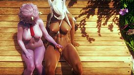 my hero academia hentai - mina ashido handjob and creampie in park