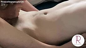 Naughty College Girl Handcuffs and Sucks Boyfriend's Cock Blindfolded