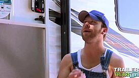 trailertrashboys raw sex with chris damned and beaux morgan, muscular bodybuilders in outdoor hardcore blowjob and masturbation