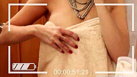 Cute Hippie Feels Gentle Fingering In Bathroom