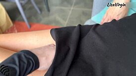 Stepmom covered in cum on tits by stepson