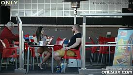 flirtatious frida sante teases then fucks hard on rooftop with daddy