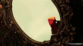 Medieval brunette wench reveals huge tits to lure the prince. She kneels down to suck his cock with skill.