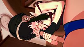 yor forger gives sneaky handjobs in wild 3d cartoon fun. hidden spying adds thrill to every stroke.