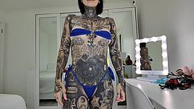 Melody Radford Tries On Red And Blue Micro Bikini