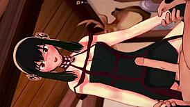 yor forger gives sneaky handjobs in wild 3d cartoon fun. hidden spying adds thrill to every stroke.