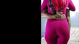 a sexy ebony girl with a big ass gets worshiped and cum on her booty