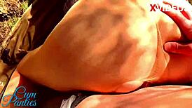 milf creampies her panties in homemade outdoor public cumshot compilation