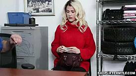 Officer Peter Forces Suspect Kit Mercer to Strip Sweater for Harsh Doggystyle Punishment. Office Desk Becomes Their Playground.