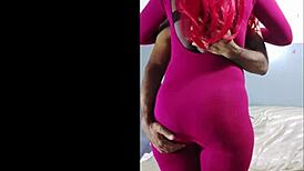 Curvy ebony beauty with a round butt