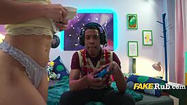 She distracts her gamer boyfriend with anal plugs and squirting.