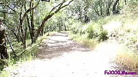 flashing on a hiking trail with brooke