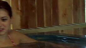 Naked ladies kiss and touch tits in sauna