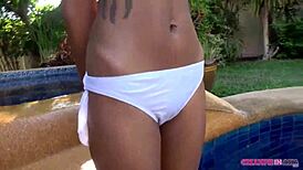 Petite Thai Model Fucked Hard and Creampied by Poolside