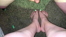 i cum all over my girlfriend's pretty feet and toes in pov blowjob scene