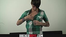 Slim Tattooed Twink Naked And Jerking It In Rocker Boyz Scene