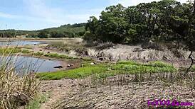 flashing on a hiking trail with brooke