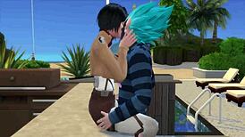 Mikasa asks Vegeta for cooking tips, seduces him with big tits and ass, fucks better than Bulma