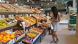 no panties flashing in city park and supermarket with butt plug