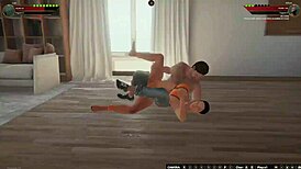 Ethan dominates Leo in naked wrestling with rough anal doggystyle