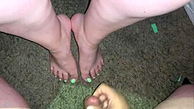 i cum all over my girlfriend's pretty feet and toes in pov blowjob scene