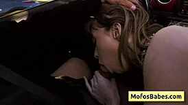 Naughty Horny Blonde Leila Cove Sucks Charles Dera’s Cock Hard in the Car