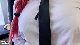 makima fucks denji! he cums twice with creampie and facial!