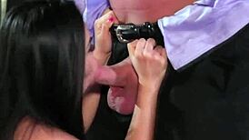 Asian babe squirts and guzzles monster cock outdoor in public 😈